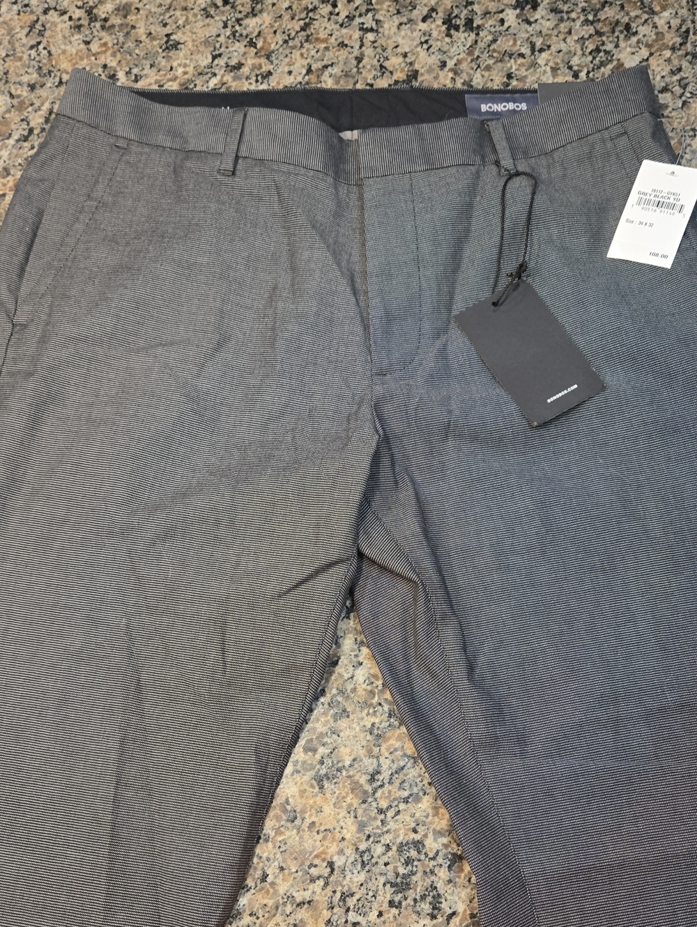 Bonobos Tuesday Men’s Gray & Black Micro-Pattern 34/32 Slim Slacks